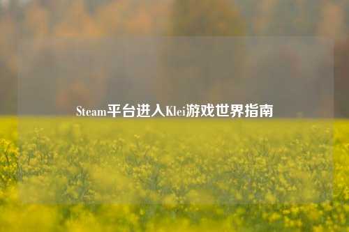 Steam平台进入Klei游戏世界指南