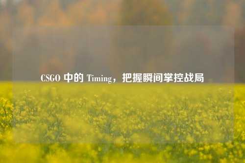 CSGO 中的 Timing，把握瞬间掌控战局