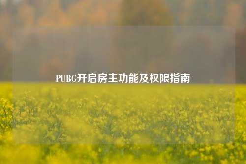 PUBG开启房主功能及权限指南