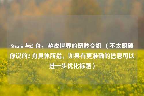 Steam 与2 舟,游戏世界的奇妙交织 (不太明确你说的2 舟具体所指,如果有更准确的信息可以进一步优化标题)