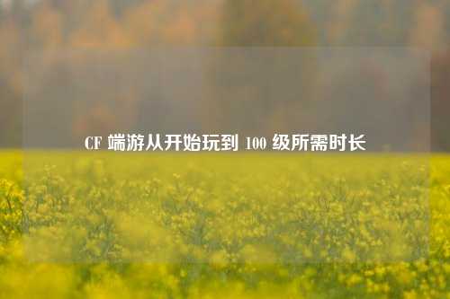 CF 端游从开始玩到 100 级所需时长