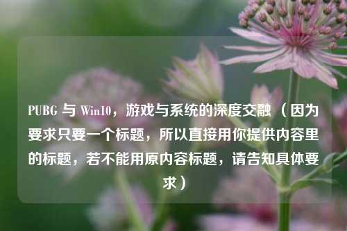 PUBG 与 Win10，游戏与系统的深度交融 （因为要求只要一个标题，所以直接用你提供内容里的标题，若不能用原内容标题，请告知具体要求）