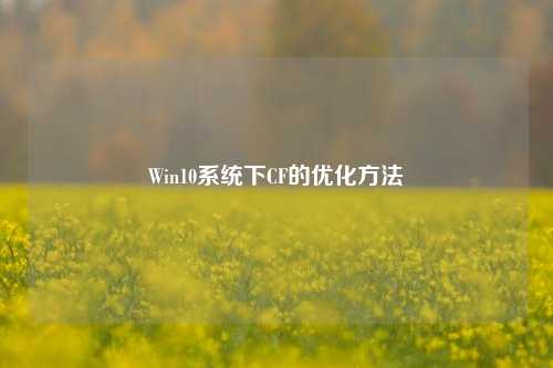 Win10系统下CF的优化方法