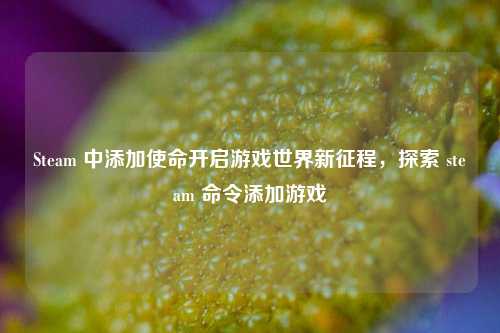Steam 中添加使命开启游戏世界新征程,探索 steam 命令添加游戏