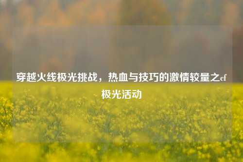 穿越火线极光挑战，热血与技巧的激情较量之cf极光活动