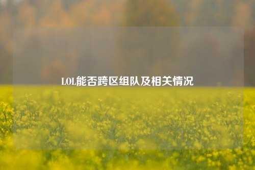 LOL能否跨区组队及相关情况
