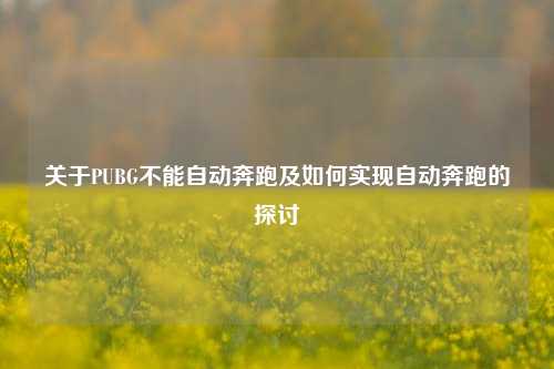 关于PUBG不能自动奔跑及如何实现自动奔跑的探讨