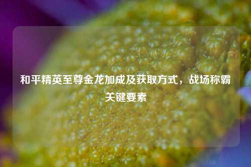 和平精英至尊金龙加成及获取方式，战场称霸关键要素