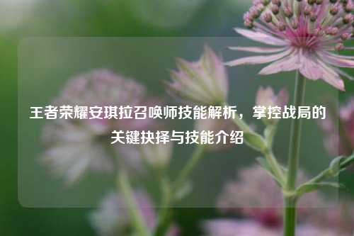 王者荣耀安琪拉召唤师技能解析，掌控战局的关键抉择与技能介绍