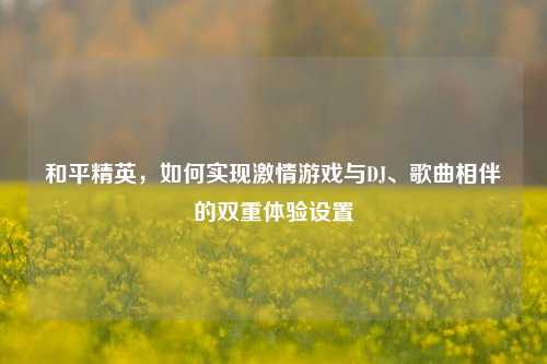 和平精英，如何实现激情游戏与DJ、歌曲相伴的双重体验设置