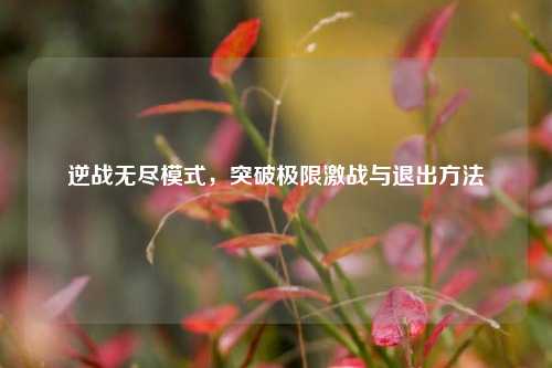 逆战无尽模式，突破极限激战与退出方法