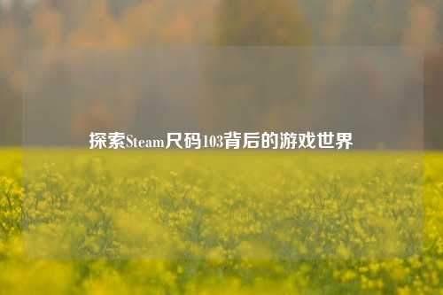 探索Steam尺码103背后的游戏世界