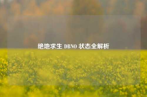 绝地求生 DBNO 状态全解析