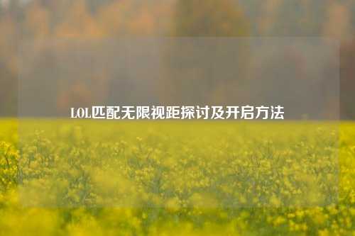 LOL匹配无限视距探讨及开启方法
