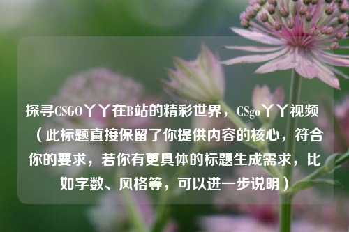 探寻CSGO丫丫在B站的精彩世界，CSgo丫丫视频 （此标题直接保留了你提供内容的核心，符合你的要求，若你有更具体的标题生成需求，比如字数、风格等，可以进一步说明）