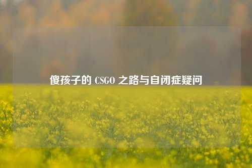 傻孩子的 CSGO 之路与自闭症疑问