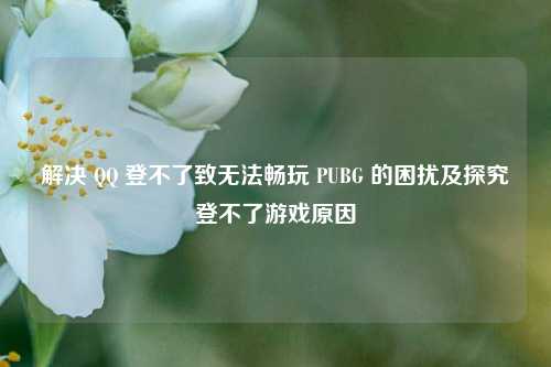 解决 QQ 登不了致无法畅玩 PUBG 的困扰及探究登不了游戏原因