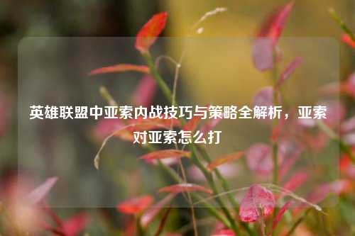 英雄联盟中亚索内战技巧与策略全解析，亚索对亚索怎么打