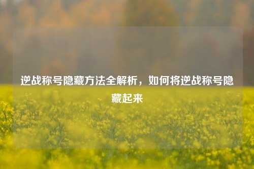 逆战称号隐藏方法全解析，如何将逆战称号隐藏起来