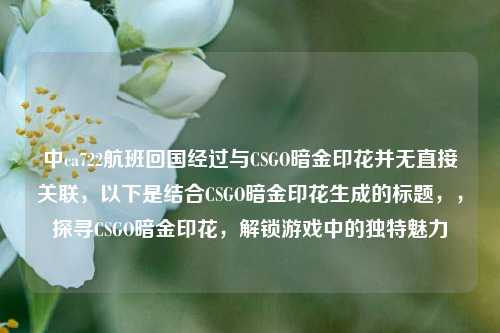 中ca722航班回国经过与CSGO暗金印花并无直接关联，以下是结合CSGO暗金印花生成的标题，，探寻CSGO暗金印花，解锁游戏中的独特魅力