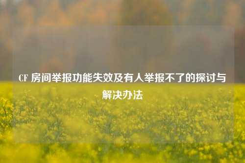 CF 房间举报功能失效及有人举报不了的探讨与解决办法