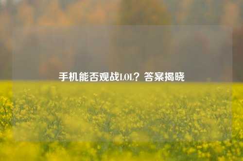 手机能否观战LOL？答案揭晓