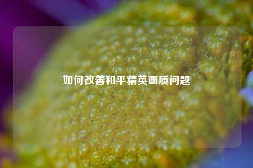 如何改善和平精英画质问题