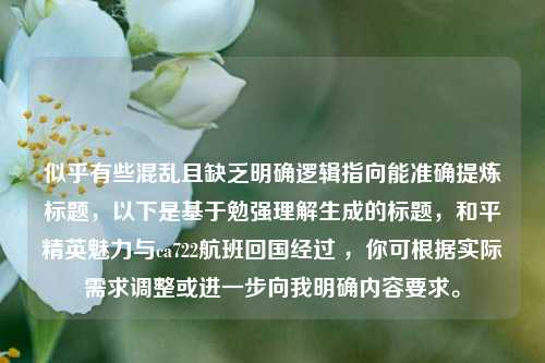 似乎有些混乱且缺乏明确逻辑指向能准确提炼标题，以下是基于勉强理解生成的标题，和平精英魅力与ca722航班回国经过 ，你可根据实际需求调整或进一步向我明确内容要求。