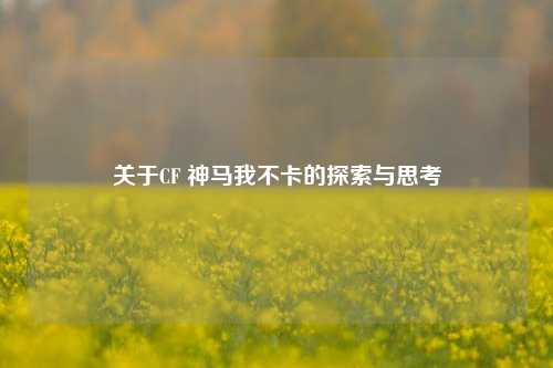 关于CF 神马我不卡的探索与思考