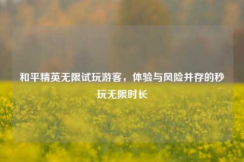 和平精英无限试玩游客，体验与风险并存的秒玩无限时长