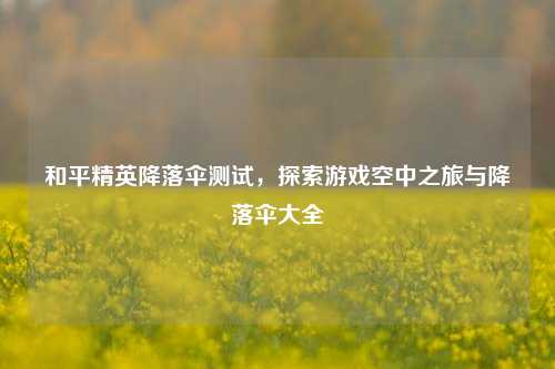 和平精英降落伞测试，探索游戏空中之旅与降落伞大全