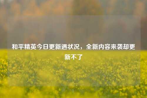 和平精英今日更新遇状况，全新内容来袭却更新不了