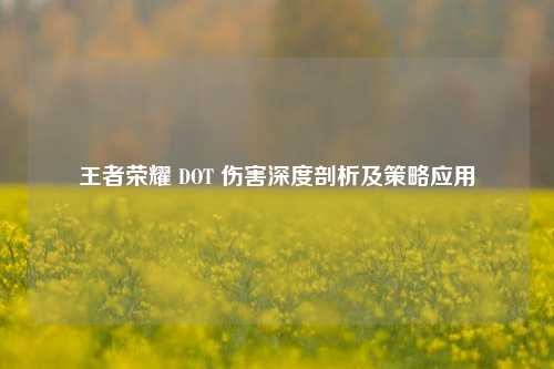 王者荣耀 DOT 伤害深度剖析及策略应用