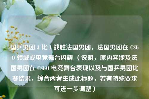 国乒男团 3 比 1 战胜法国男团，法国男团在 CSGO 领域或电竞舞台闪耀 （说明，原内容涉及法国男团在 CSGO 电竞舞台表现以及与国乒男团比赛结果，综合两者生成此标题，若有特殊要求可进一步调整）