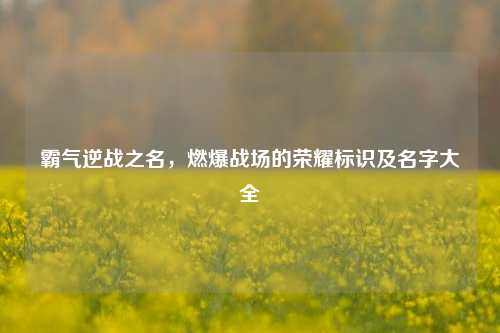 霸气逆战之名，燃爆战场的荣耀标识及名字大全