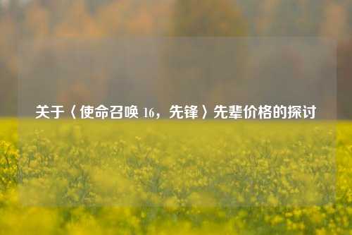 关于〈使命召唤 16，先锋〉先辈价格的探讨