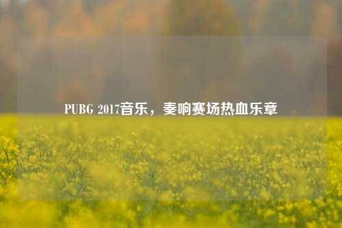 PUBG 2017音乐，奏响赛场热血乐章