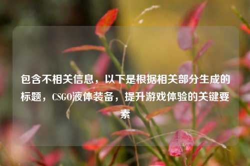包含不相关信息，以下是根据相关部分生成的标题，CSGO液体装备，提升游戏体验的关键要素