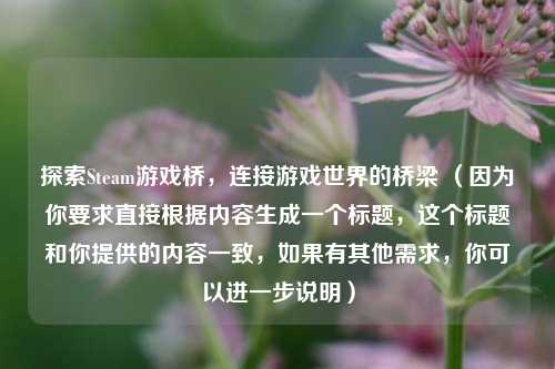 探索Steam游戏桥，连接游戏世界的桥梁 （因为你要求直接根据内容生成一个标题，这个标题和你提供的内容一致，如果有其他需求，你可以进一步说明）