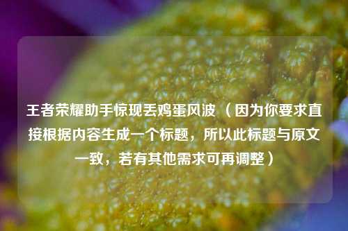 王者荣耀助手惊现丢鸡蛋风波 （因为你要求直接根据内容生成一个标题，所以此标题与原文一致，若有其他需求可再调整）