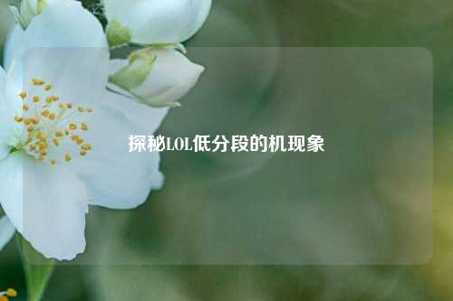 探秘LOL低分段的机现象
