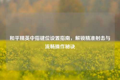 和平精英中指键位设置指南，解锁精准射击与流畅操作秘诀