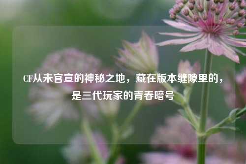 CF从未官宣的神秘之地，藏在版本缝隙里的，是三代玩家的青春暗号