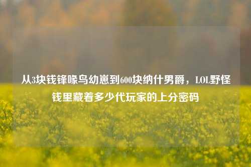 从3块钱锋喙鸟幼崽到600块纳什男爵，LOL野怪钱里藏着多少代玩家的上分密码
