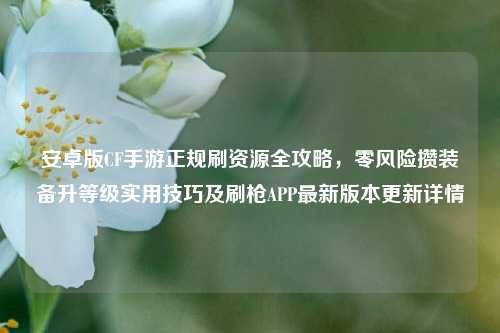 安卓版CF手游正规刷资源全攻略，零风险攒装备升等级实用技巧及刷枪APP最新版本更新详情