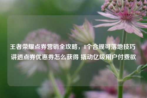 王者荣耀点券营销全攻略，8个合规可落地技巧 讲透点券优惠券怎么获得 撬动亿级用户付费欲