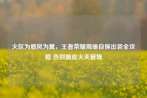 火区为盾风为翼，王者荣耀周瑜自保出装全攻略 告别脆皮火夫窘境