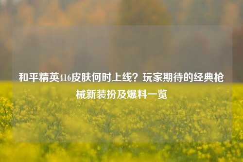 和平精英416皮肤何时上线？玩家期待的经典枪械新装扮及爆料一览