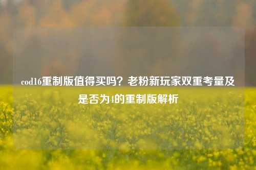 cod16重制版值得买吗？老粉新玩家双重考量及是否为4的重制版解析