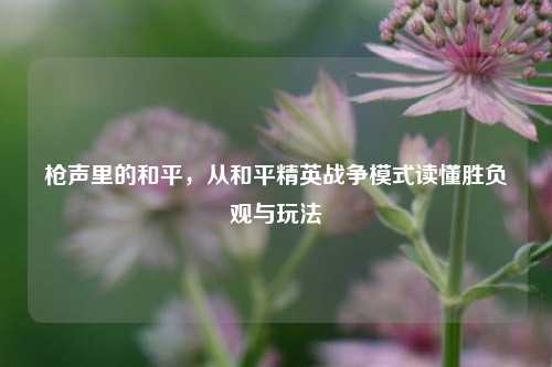 枪声里的和平，从和平精英战争模式读懂胜负观与玩法